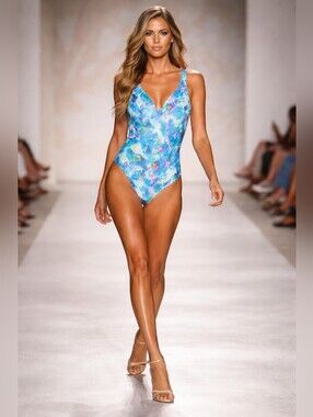 ROXANNE Bra Size Swim Top with Watercolor Trim